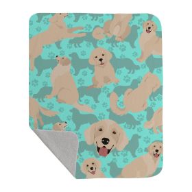 Cream Golden Retriever Quilted Blanket 50x60 Artwork Pattern Quilted Throw Blanket for Bed, Couch, Sofa, Soft and Lightweight