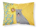 Summer Sunflowers Blue Pit Bull Terrier Standard Pillowcase Lightweight Super Soft Easy Care Decorative Artwork Pillowcase, Standard