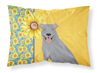 Summer Sunflowers Blue Pit Bull Terrier Standard Pillowcase Lightweight Super Soft Easy Care Decorative Artwork Pillowcase, Standard