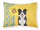 Summer Sunflowers Black and White Border Collie Standard Pillowcase Lightweight Super Soft Easy Care Decorative Artwork Pillowcase, Standard