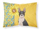 Summer Sunflowers Black Boston Terrier Standard Pillowcase Lightweight Super Soft Easy Care Decorative Artwork Pillowcase, Standard