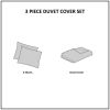 3 Piece Elastic Embroidered Cotton Duvet Cover Set