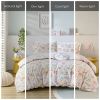Floral Reversible Cotton Duvet Cover Set with Throw Pillow