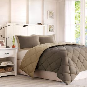 3M Scotchgard Diamond Quilting Reversible Down Alternative Comforter Set (Color: as Pic)